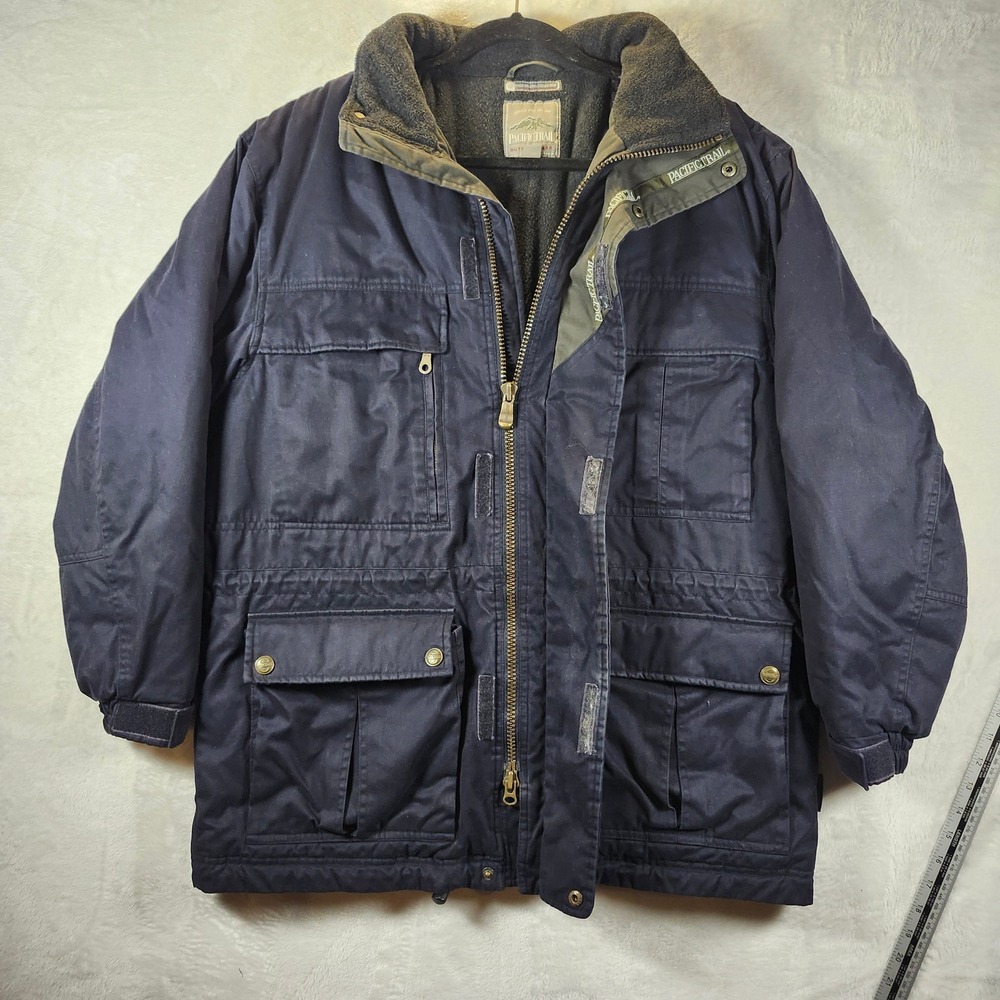 Pacific Trail Mens Navy Blue Fleece Lined Heavyweight Parka Utility Jacket Large